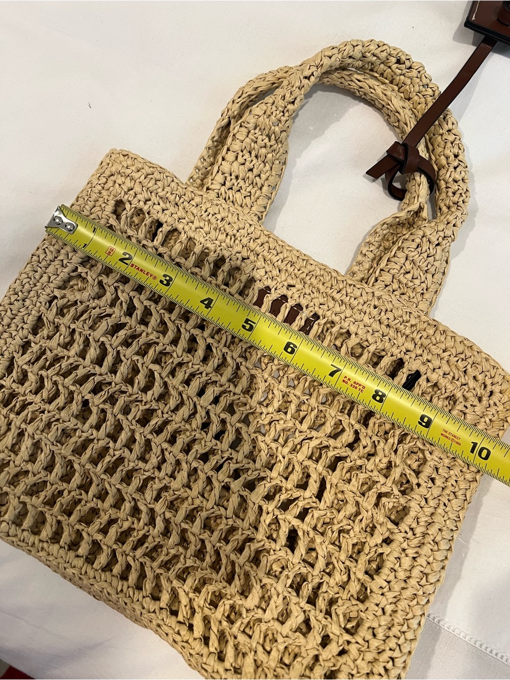H&M Natural Straw Crossbody Bag with Brown Leather Accents - Picture 6 of 8